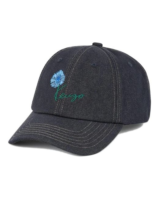 KENZO Tulip Embroidered Cap in het Blue voor heren