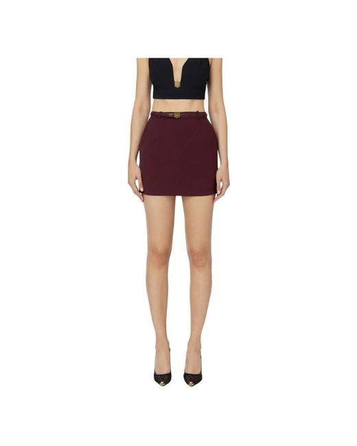Elisabetta Franchi Red Crepé minirock mit stickerei