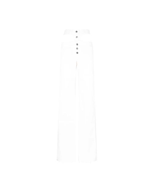 Jeans de algodón crema cintura alta Julfer de color White