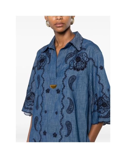 Zimmermann Aster Denim Mini Jurk in het Blue