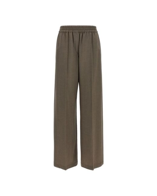 Brunello Cucinelli Elastische Broek Met Plooien in het Gray