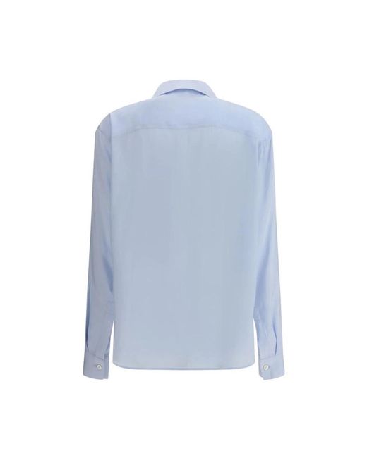 BAZISZT Blue Bestickte blumenbluse mit klassischem kragen