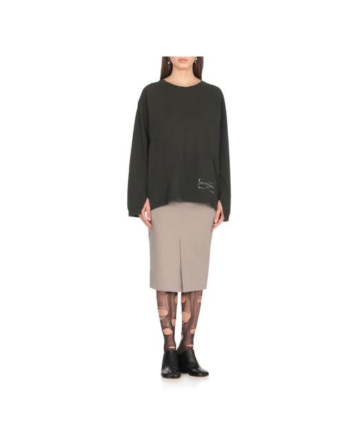 Maison Margiela Zwarte Katoenen T-Shirt Met Logo in het Green