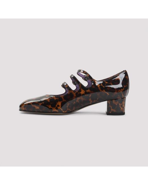 CAREL PARIS Black Leoparden-Patentleder Mary Jane Pumps