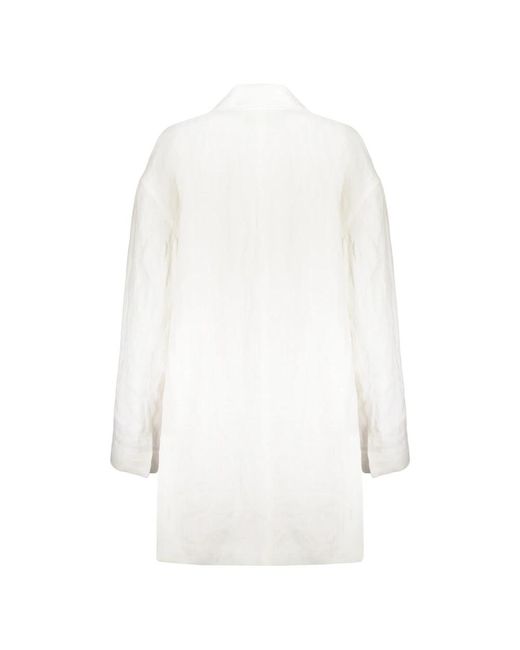 Fabiana Filippi White Leinen Baumwolle Doppelreihiger Blazer