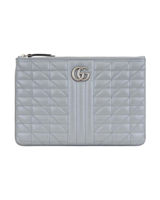 Gucci Accessoires ,Grijs ,Leer Gewatteerde Leren Clutch in het Gray
