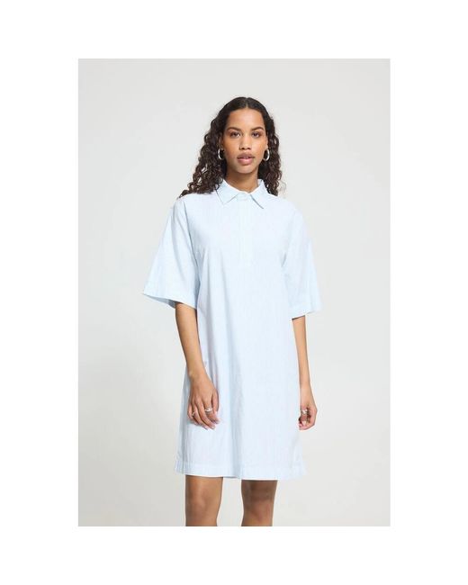 Ichi Boxy Shirt Dress in het White