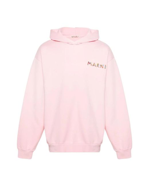 Marni Rosa blumen hoodie baumwolle jersey in Pink für Herren