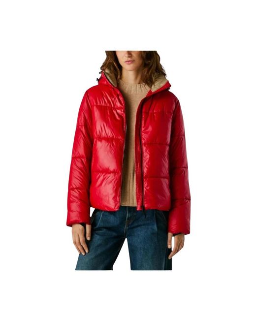 Pepe Jeans Red Winter Jackets