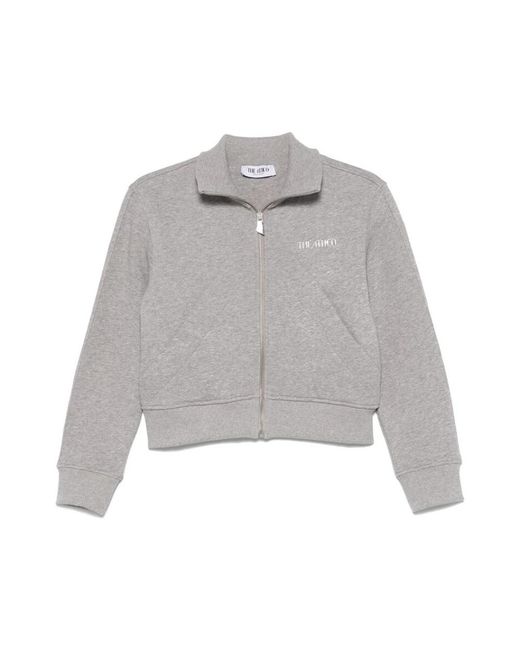 The Attico Hoodies & Sweatvesten ,Grijs ,Katoen Heathergrijze Zip Sweatshirt Met Zakken in het Gray