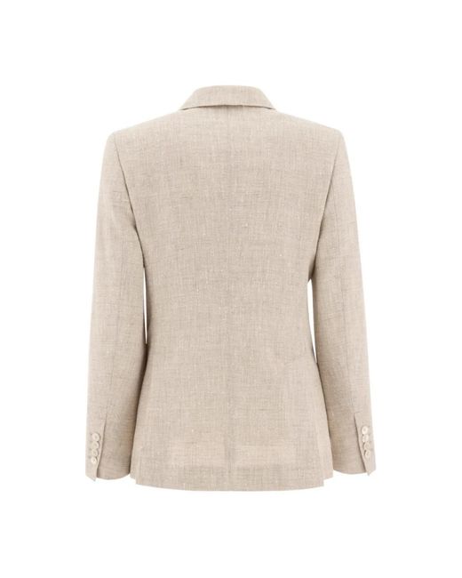 Max Mara Jassen ,Wit ,Wol Frisé Patroon Wollen Blazer in het Natural