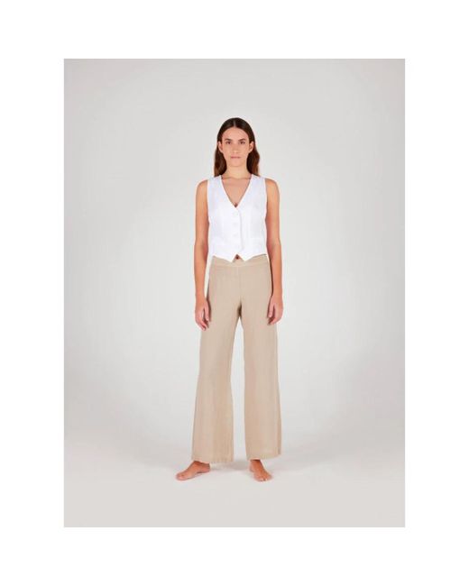 120% Lino Natural Wide Trousers