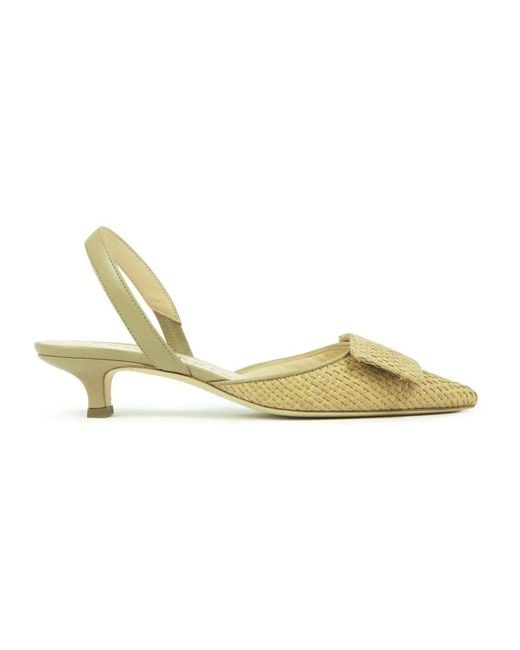 PROSPERINE® Metallic Rafia slingback mit plaque,rafia slingback mit plakette