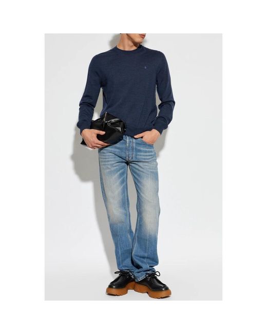 McQueen Wollpullover Mit Rundhalsausschnitt in Blue für Herren