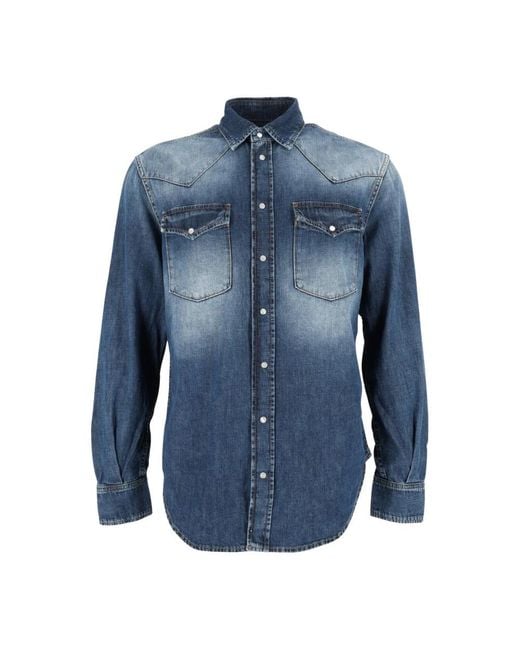 Dondup Blue Denim Shirts for men