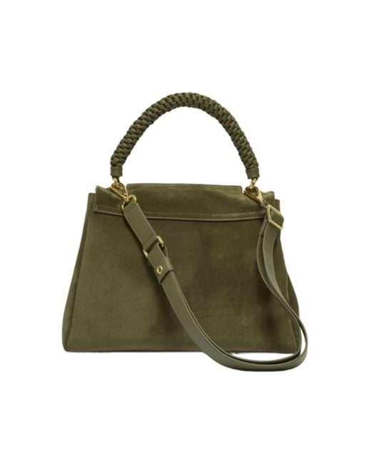 Orciani Green Nubukleder Handtasche Mit Klappenverschluss