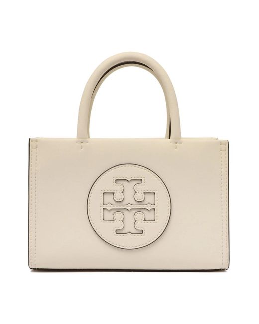 Tory Burch Natural Weiße Mini Ella Bio Tote Tasche