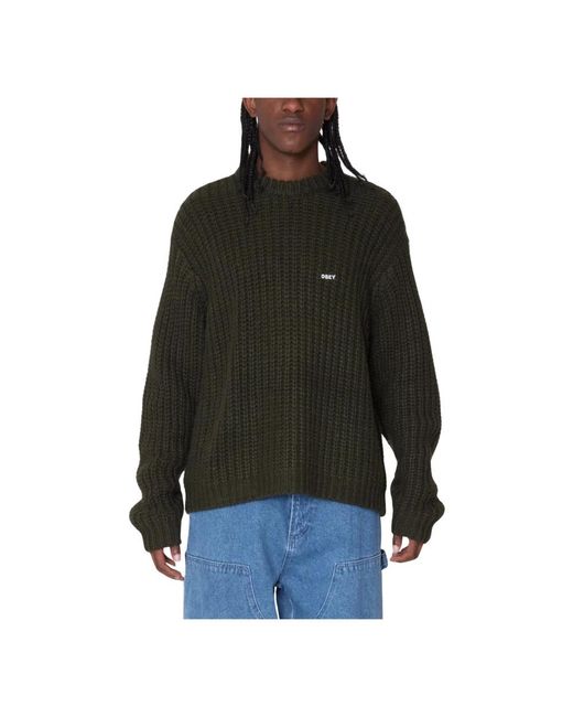 Obey Black Round-Neck Knitwear for men
