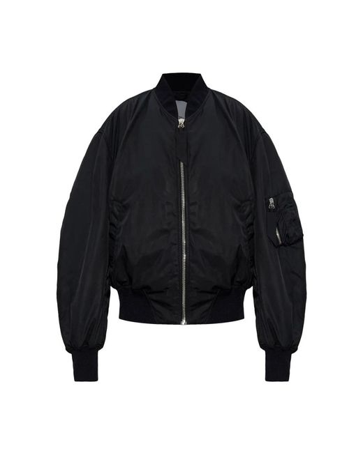 The Attico Zwarte Parka Jas Met Bisschopsmouwen in het Blue
