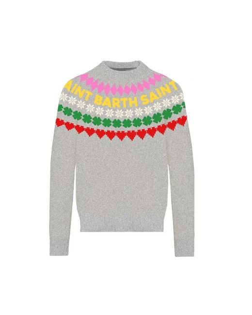 Mc2 Saint Barth Gray Round-Neck Knitwear