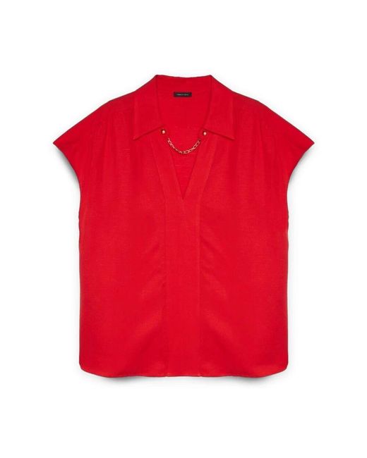FIORELLA RUBINO Red Bluse mit kette mit TM-fasern