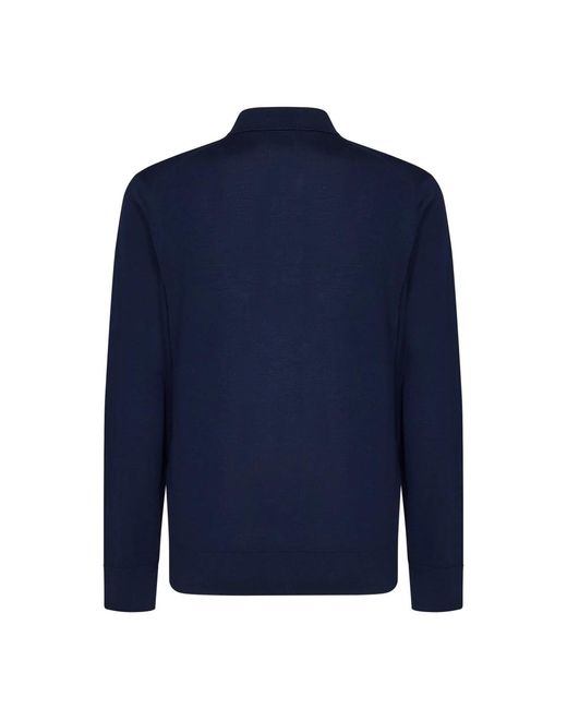 Sease Blauer v-ausschnitt woll-polo-pullover in Blue für Herren