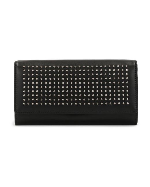 Kazar Accessoires ,Veelkleurig ,Leer Grote Leren Portemonnee Versierd Met Zilveren Strass in het Black