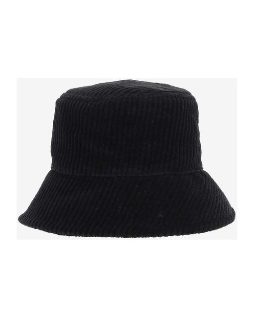 Jil Sander Accessoires ,Zwart ,Katoen Katoenen Fluweel Geribbelde Rand Hoed in het Black