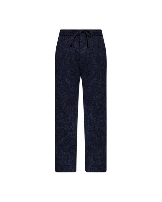 Etro Broeken ,Blauw ,Geplooide Broek Met Patroon in het Blue voor heren