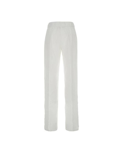 Grifoni Broeken ,Wit ,Linnen Witte Linnen Broek Met Elastische Taille in het White