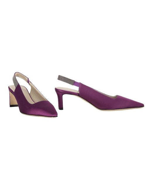Fabiana Filippi Purple Perlenbesetzte Pointy-Toe Slingbacks