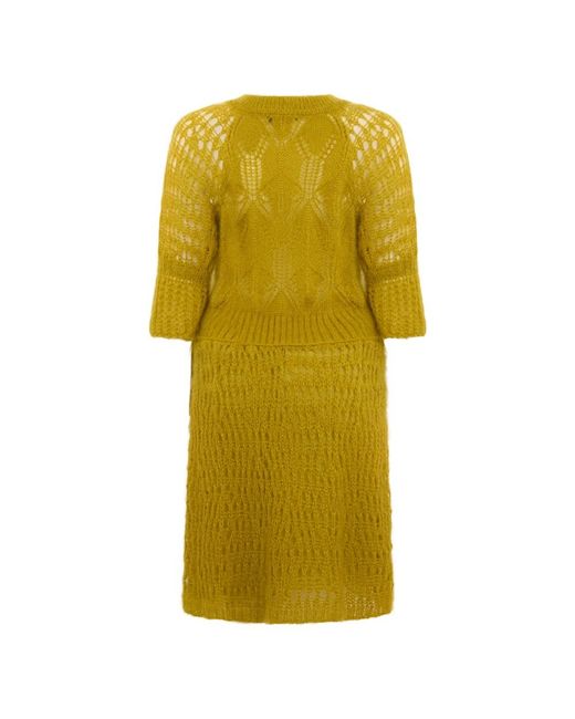 Alberta Ferretti Yellow Knitted Dresses