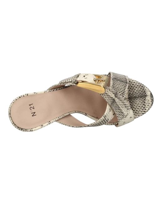 N°21 Natural Heeled Mules