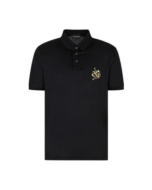 Emporio Armani Black Polo Shirts for men