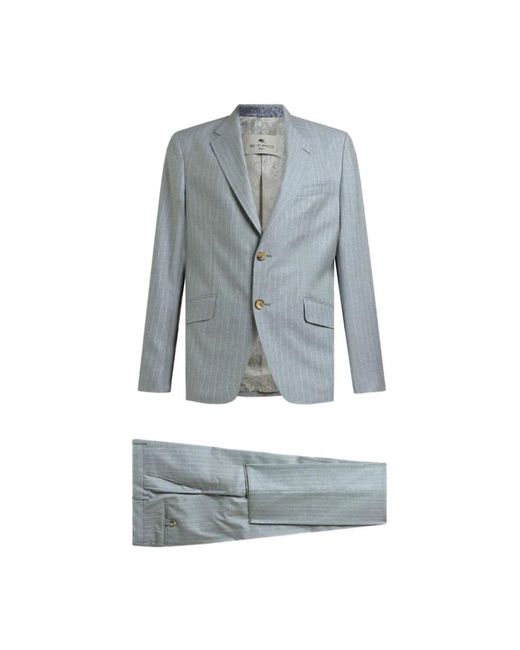 Etro Blue Single Breasted Suits for men