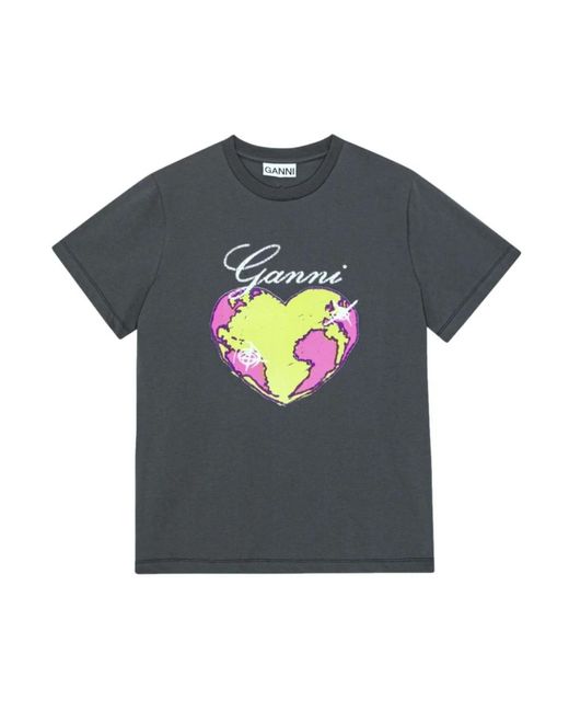 Ganni Gray Bedrucktes t-shirt 490
