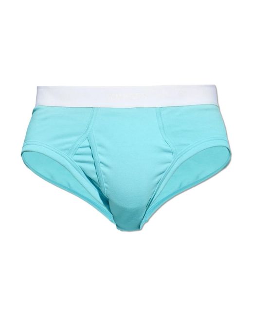 Tom Ford Ondergoed ,Blauw ,Katoen Logo Briefs in het Blue voor heren