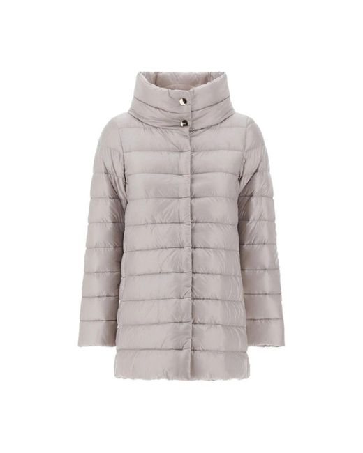 Herno Amelia Midi Gewatteerde Jas in het Gray