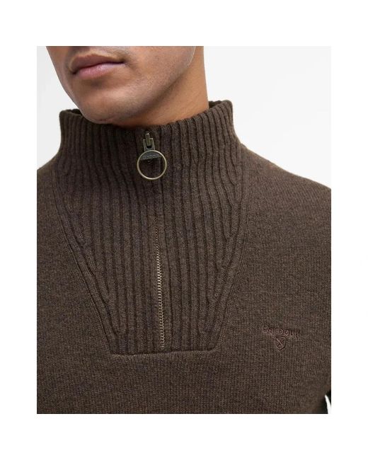 Barbour Truien & Vesten ,Bruin ,Wol Wol Halve Rits Trui Donker Eiken in het Brown voor heren