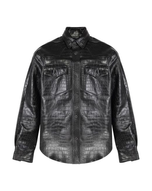 Vetements Krokoprint Leren Overshirt in het Gray voor heren