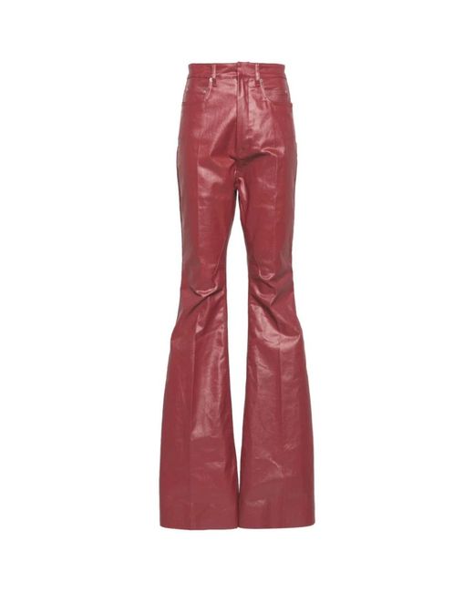 Rick Owens Red Wide Trousers