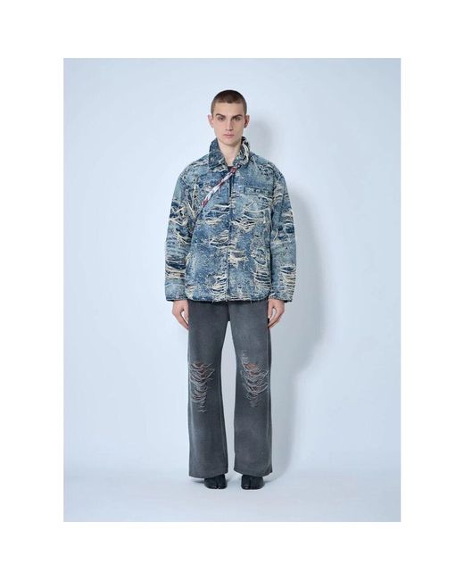 DIESEL Verwaschene Denimjacke Mit Reißverschluss in Blue für Herren