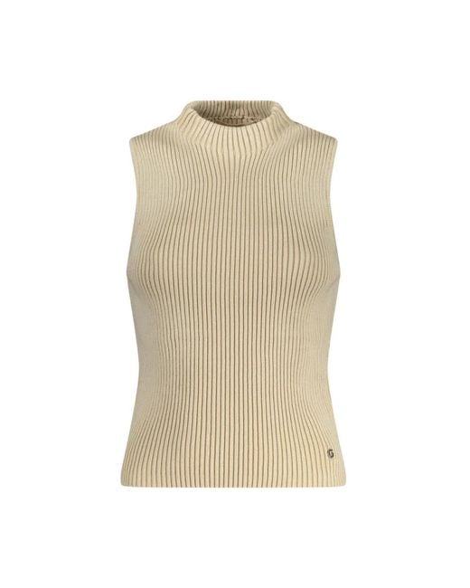 Guess Natural Beiges Baumwoll Tank Top Mit Breiten Trägern