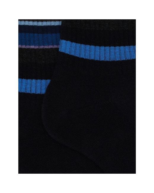 Calzini corti a righe in cotone blu di Gallo in Black