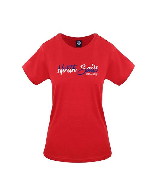 North Sails Red Kurzarm baumwoll t-shirt unifarben