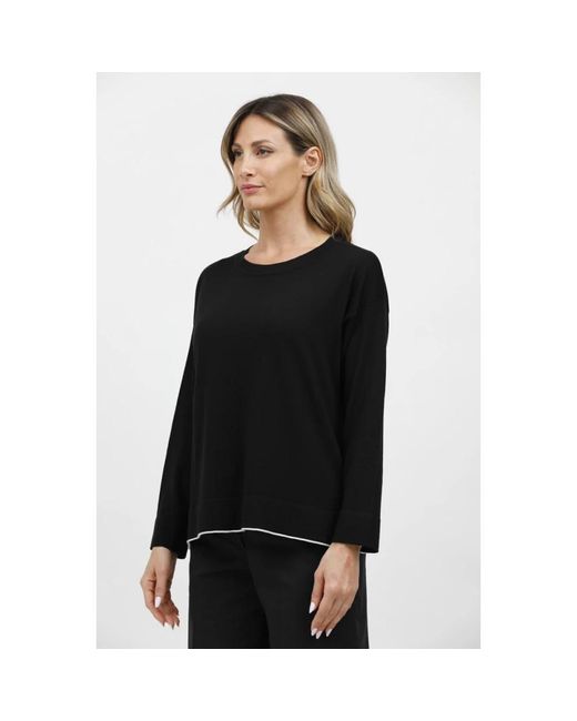 Alpha Studio Black Round-Neck Knitwear