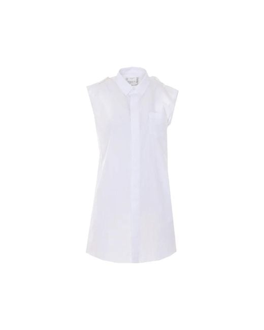 Sacai White Sleeveless Tops