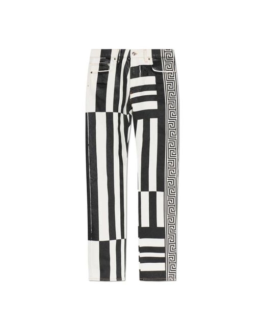 Versace Gestreepte Jeans Met Rechte Pijpen in het Black voor heren
