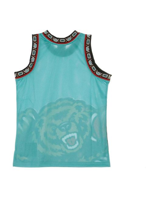 Mitchell & Ness Fitness ,Veelkleurig ,Polyester Basketball Tank Top Big Face Jersey in het Blue voor heren
