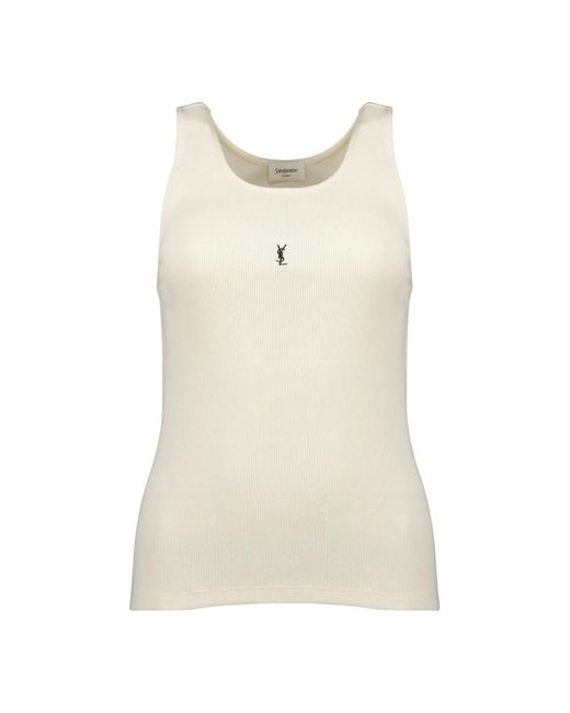 Saint Laurent Natural Sleeveless Tops